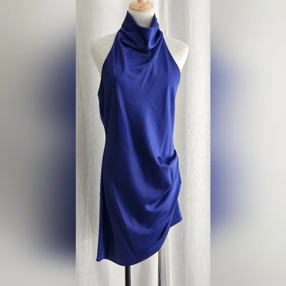 NWT Gianni Bini Peyton Satin Mini Sheath Dress: Color- Cobalt: Size- 8 - Picture 2 of 10